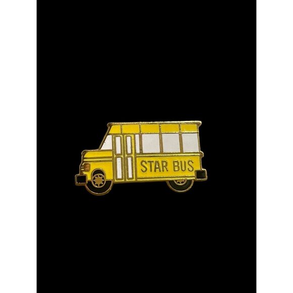 Vintage Yellow School Star Bus Teacher and Students Enamel Brooch Pin Jewelry - Picture 2 of 5